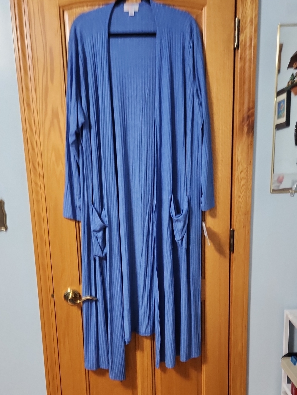 LuLaRoe Blue Ribbed Long Sleeve Duster Cardigan